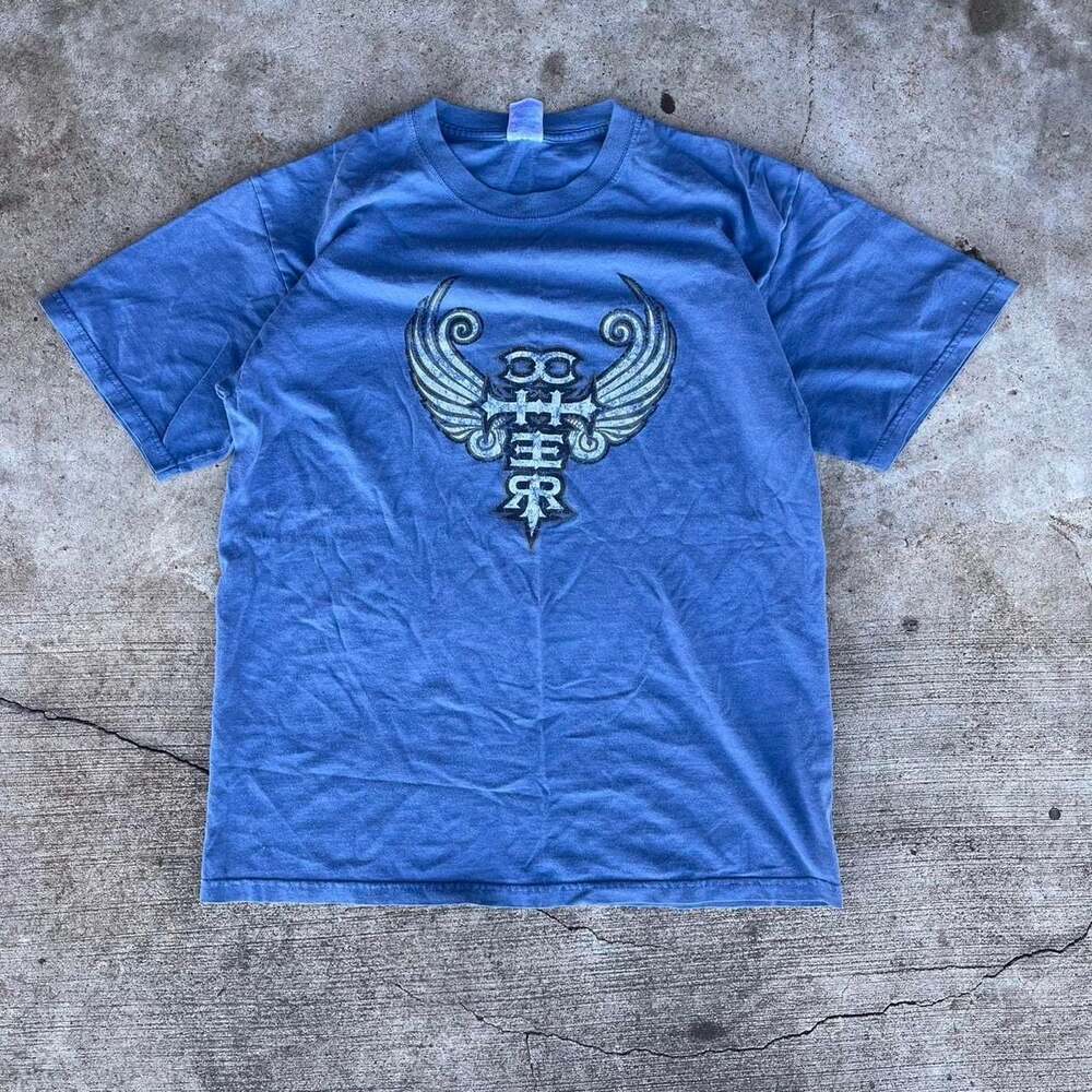 Vintage 2002 Cher The Never Can Say Goodbye Farewell Tour Blue T-Shirt Size L